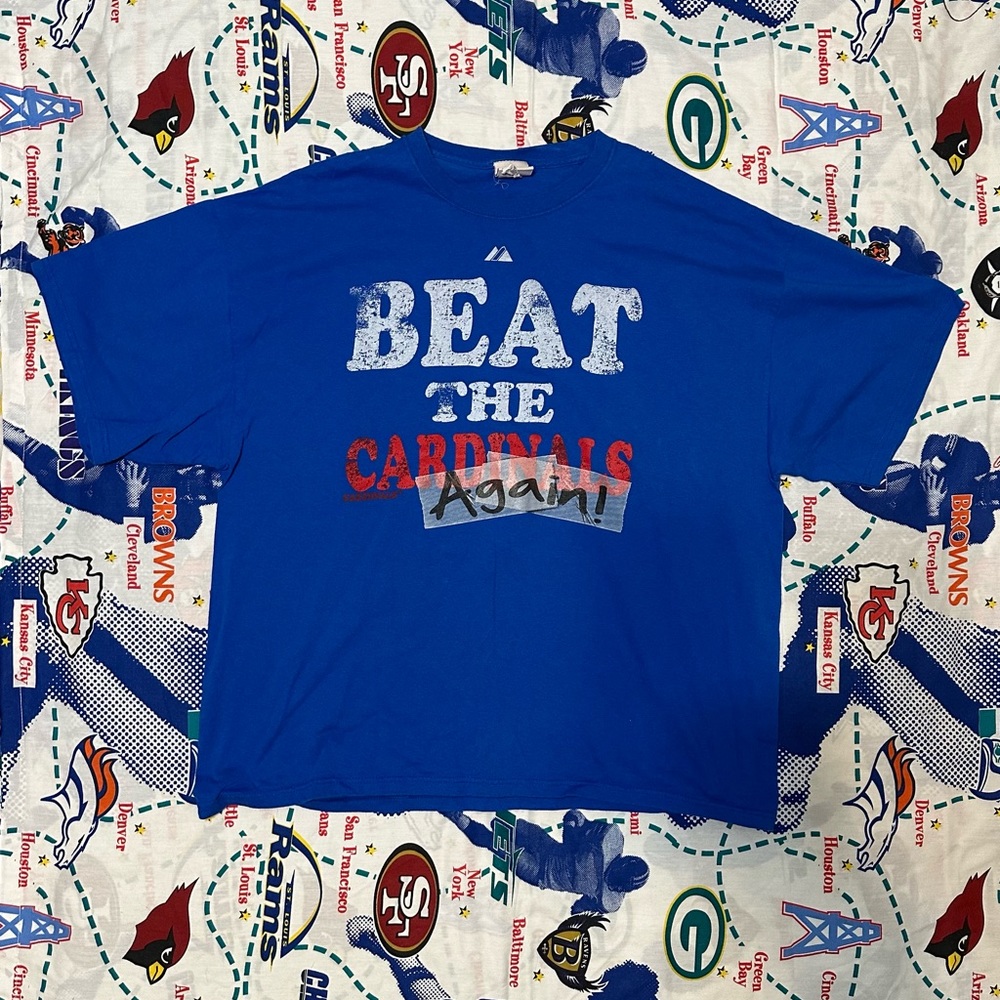 Vintage 2010 Majestic MLB Chicago Cubs Beat the Cardinals Again Heavy T Shirt